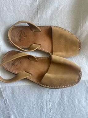Leather Slingback Sandals in Tan